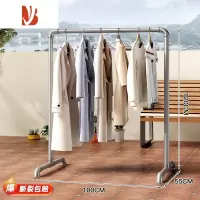 三维工匠钢管晾衣架简易单杆式晒被户外阳台挂衣架落地卧室家用凉衣服架子