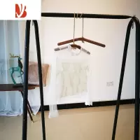 三维工匠黄铜衣架 全实木黑胡桃木质衣挂钩衣撑勾搭服装店复卧室酒店民宿