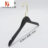 三维工匠定制LOGO黑色实木衣挂女服装店防滑植绒木质衣撑裤夹