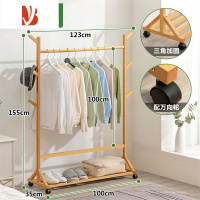 三维工匠衣架落地卧室挂衣架柜衣帽架置物架简易挂包架简约实木家用现代