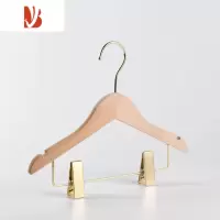 三维工匠连体套装衣架带裤夹儿童女装服装店专用实木衣挂裤架一体原木衣挂