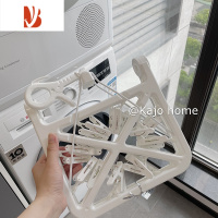 三维工匠日系纯白防风可折叠晾衣架多夹婴儿袜子晾晒多夹子内衣裤衣架