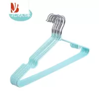 三维工匠成人10个浸塑衣架挂钩晾晒衣架家用防滑衣挂衣撑凹槽衣服架子