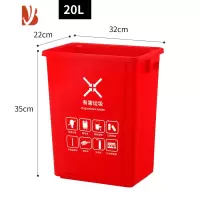 三维工匠无盖垃圾分类垃圾桶家用大号卫生间饭店厨房加厚红蓝绿灰色长方形