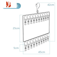 三维工匠不锈钢衣架多夹子晒袜子器挂袜子架多晾内裤内衣防风凉袜架