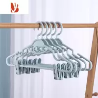 三维工匠加粗衣架防滑连挂晾衣架带夹子的一体衣服套装撑不鼓包晾衣撑