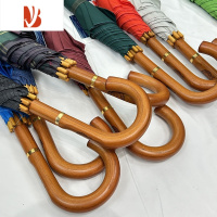 敬平纯木制造!韩国绅士生活马卡龙配色手动轻量防风男女通用长柄雨