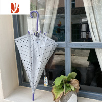 敬平韩版小清新磨砂白色塑料黑圆点长柄伞轻量文艺学生雨伞女网红