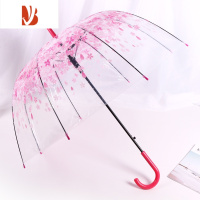 敬平日系樱花ins风森系复古简约小清新学生网红长柄拱形透明雨伞女生