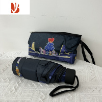 敬平甩卖!17cm可爱Q版卡通星空五折黑胶轻量便携成人学生两用遮阳S