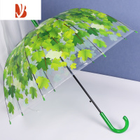 敬平ins风森系复古简约学生日系小清新网红长柄透明拱形树叶雨伞女生