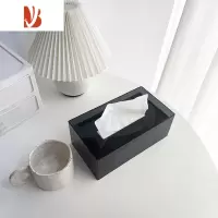 三维工匠ins纸巾盒亚克力抽纸盒洗脸巾收纳盒客厅轻奢下沉式餐巾纸盒 透黑色(纯净无印刷款) 沉盖式