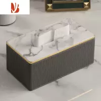 三维工匠抽纸纸巾盒家用创意客厅轻奢风现代ins餐桌巾高级感定制logo 月岩灰罗马柱纸巾盒 大号