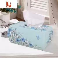三维工匠纸巾盒家用客厅茶几收纳盒欧式餐巾纸盒创意卧室摆件卫生间抽纸盒 浪漫庄园蓝
