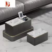 三维工匠抽纸纸巾盒家用创意客厅轻奢风现代ins餐桌巾高级感定制logo 月岩灰罗马柱套装(双格+纸巾盒小号)