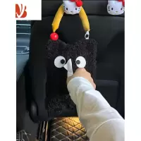 三维工匠高颜值汽车座椅挂式纸巾盒创意车载抽纸盒可爱高级车用纸巾袋 抽纸 大眼黑色