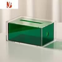 三维工匠轻奢炫彩双层亚克力纸巾盒客厅抽纸盒桌面摆件餐巾纸收纳盒 绿色纸巾盒