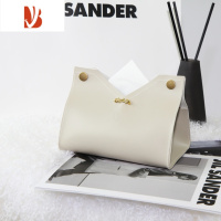 三维工匠原创设计米杏色皮革纸巾盒 米杏色