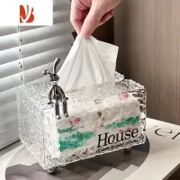 三维工匠ins抽纸盒家用客厅亚克力纸巾盒擦手纸盒桌面茶几遥控器收纳盒 轻奢纸巾盒[台置款]