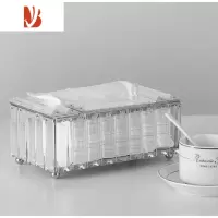 三维工匠北欧水晶纸巾盒轻奢创意网红餐桌欧式客厅家用抽纸盒收纳装饰 银色水晶长条纸巾盒
