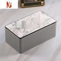 三维工匠抽纸盒家用客厅创意轻奢风2023新款桌面高级感餐桌餐巾纸巾盒 银灰色罗马柱纸巾盒 大号