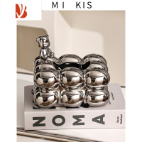 三维工匠丹麦MIKI棉花糖陶瓷纸巾盒客厅轻奢2022新款纸抽盒餐桌抽纸盒 大熊棉花糖纸巾盒-银色