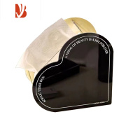 三维工匠现代简约亚克力创意心形纸巾盒可爱黑色桌面家居抽纸式餐巾收纳盒 双拼