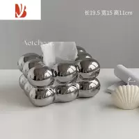 三维工匠创意奶油陶瓷纸巾盒客厅家用桌面收纳抽纸简约轻奢高级感餐桌 1091棉花糖纸巾盒[银色]