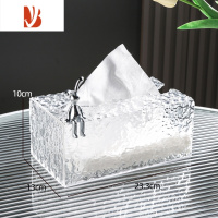 三维工匠亚克力纸巾盒家用客厅电视柜透明抽纸盒家居纸抽盒收纳餐桌纸巾盒 冰川纹纸巾盒 大号166283