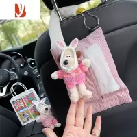 三维工匠掌门狗车载纸巾袋汽车抽纸盒座椅挂式纸抽盒车内玩偶公仔装饰用品 粉毛衣-迷你修狗纸巾袋 送纸巾一包