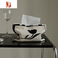 三维工匠莫语 复古郁金香针织纸巾袋客厅纸巾包收纳北欧餐巾纸餐桌纸巾盒 绿色两个一组