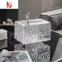 三维工匠轻奢抽纸盒家用客厅茶几餐厅创意可爱ins多遥控器收纳纸巾盒 轻奢透明纸巾盒[台面]