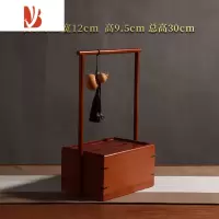 三维工匠新中式竹制纸巾盒客厅家居实木紫竹创意提抽纸盒轻奢复古茶室定制 烤红提手纸巾抽底盒 送挂件
