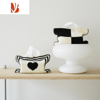 三维工匠莫语 心形针织纸巾袋 客厅餐桌纸巾包收纳桌面装饰纸巾盒北欧风 两色各一