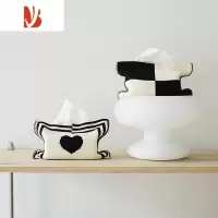 三维工匠莫语 心形针织纸巾袋 客厅餐桌纸巾包收纳桌面装饰纸巾盒北欧风 两色各一