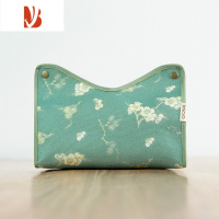 三维工匠爱奇葩中式布艺纸巾盒茶室客厅餐厅轻奢多抽纸盒收纳袋 松梅纹-绿-抽纸盒 暗扣多功能款