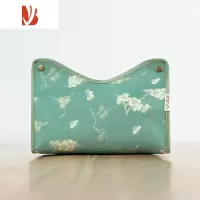 三维工匠爱奇葩中式布艺纸巾盒茶室客厅餐厅轻奢多抽纸盒收纳袋 松梅纹-绿-抽纸盒 暗扣多功能款