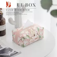 三维工匠ins可爱萌兔皮质抽纸盒抽纸袋客厅茶几办公室创意纸巾盒轻奢风高 皮革抽纸盒-ins可爱萌兔1