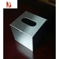 三维工匠正方形餐巾盒桌食堂面纸盒304不锈钢小抽纸巾盒手纸器收纳盒创意 不锈钢方形拉丝 13*13*13厘米