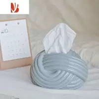 三维工匠派一创意ins纸巾盒设计感客厅家用抽纸盒陶瓷现代简约餐巾盒 陶瓷纸巾盒-灰色
