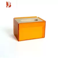 三维工匠北欧亚克力纸巾盒简约现代客厅茶几桌面收纳创意摆件抽纸盒 橙色 木头纸巾盒
