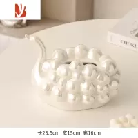 三维工匠纸巾盒装抽纸客厅茶几餐桌桌面纸抽盒现代简约网红棉花糖装饰摆件 1天鹅纸巾盒(珍珠白)