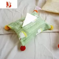 三维工匠北欧ins风纸巾盒抽纸盒可爱毛球流苏纸巾袋客厅餐桌收纳袋纸巾套 绿色天鹅款
