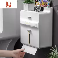三维工匠纸巾盒免打孔抽纸盒防水厕纸盒卫生间纸巾架厕所卫生纸置物架723 [单个装]双层纸巾盒(磁吸/轻奢)