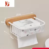 三维工匠免打孔卫生间纸巾盒厕所卫生纸置物架洗手间创意壁挂纸巾架厕纸盒 榉木纸巾篓[白色短方款]