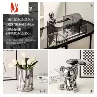 三维工匠桌面纸巾抽纸盒家用客厅餐巾茶几遥控器多收纳ins创意装饰品 轻奢三件套-7