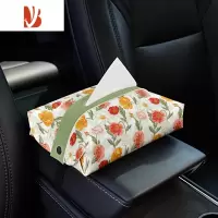 三维工匠美式轻奢风车载纸巾盒汽车创意椅背纸巾包车内扶手箱多纸抽盒 多用皮革抽纸盒-美式轻奢风2