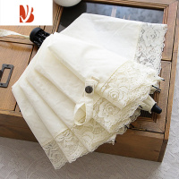 敬平新品日系烧花布蕾丝花边手开二折叠超轻遮阳防晒太阳伞女