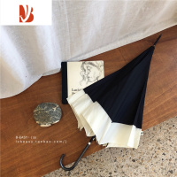 敬平韩系简约唯美赫本风纯色拼接长柄伞风晴雨学生女