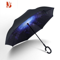 敬平[挡雨+防晒欢欢自用三年]免持型汽车反向伞双层直杆加大晴雨伞